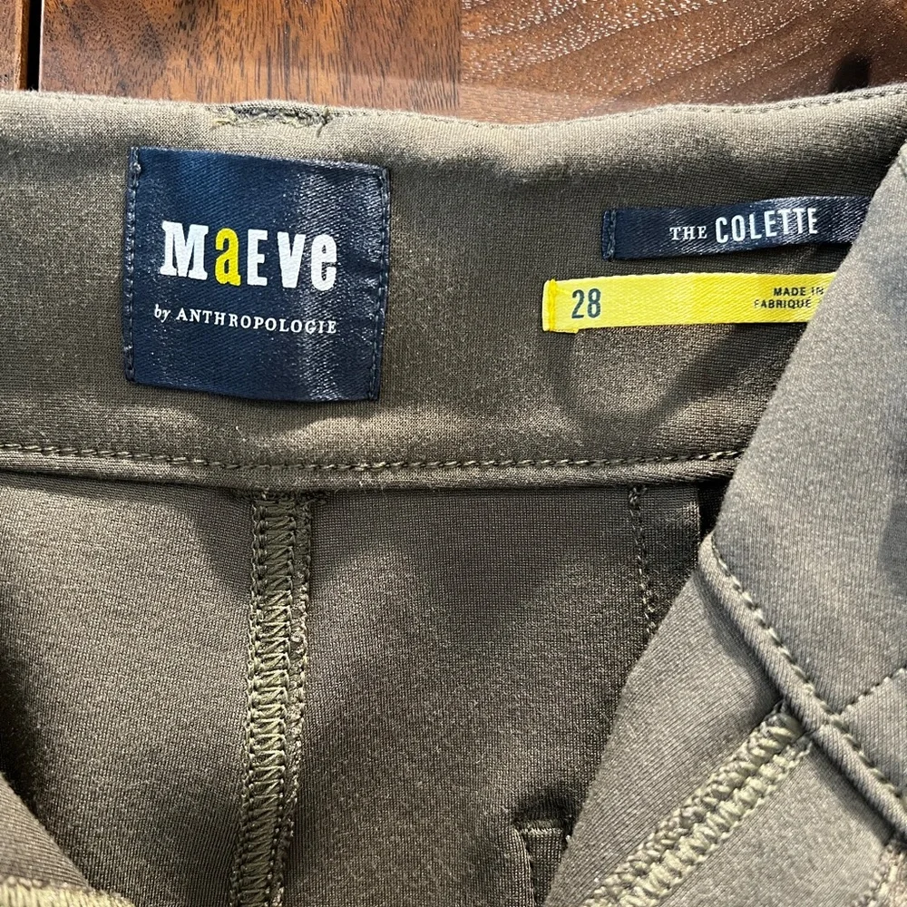 Anthropologie Maeve Colette Olive Green Cropped Pants Size 28 - Picture 3 of 6